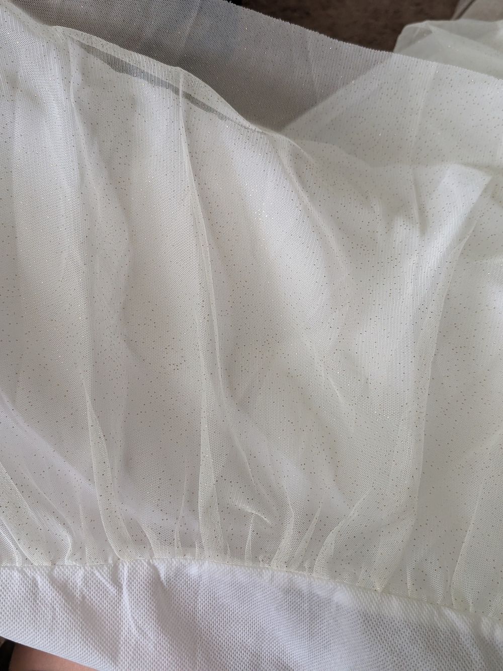 Off White Sheer Glitter Tulle Crib Skirt